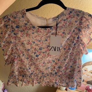 ZARA MEDIUM SEQUIN RUFFLE TOP